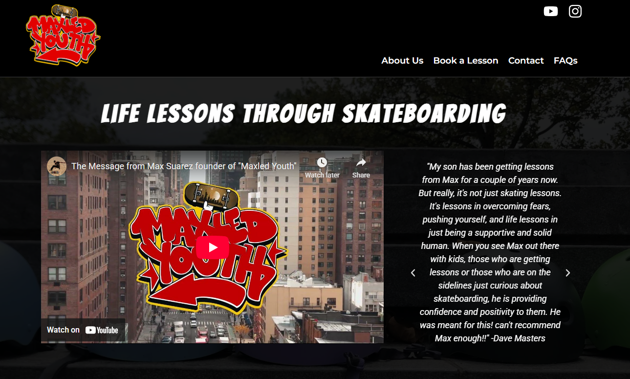 Maxled Youth homepage preview